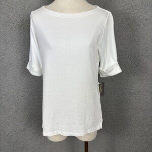 Style & Co Women's Elbow Tee Small Bright White 100% Cotton New With Tag's.